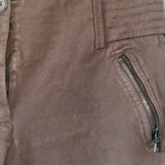 Express Taupe/Tan Straight Leg Tuxedo Side Stripe Riding Pants Zip Pockets 6 - Picture 4 of 8